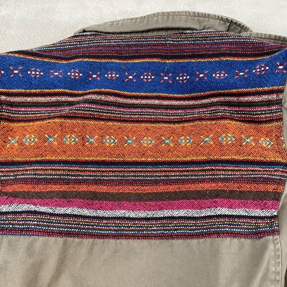 Love 21 Women's Military Field Jacket Small Tribal Embroidered Aztek Tie-Waist - Picture 13 of 16